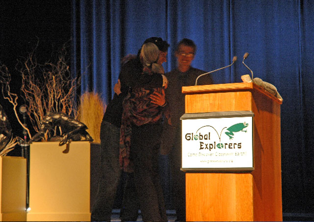 Ben on stage with Jane Goodall at an award ceremony in Denver. This was one of the great thrills of his life!